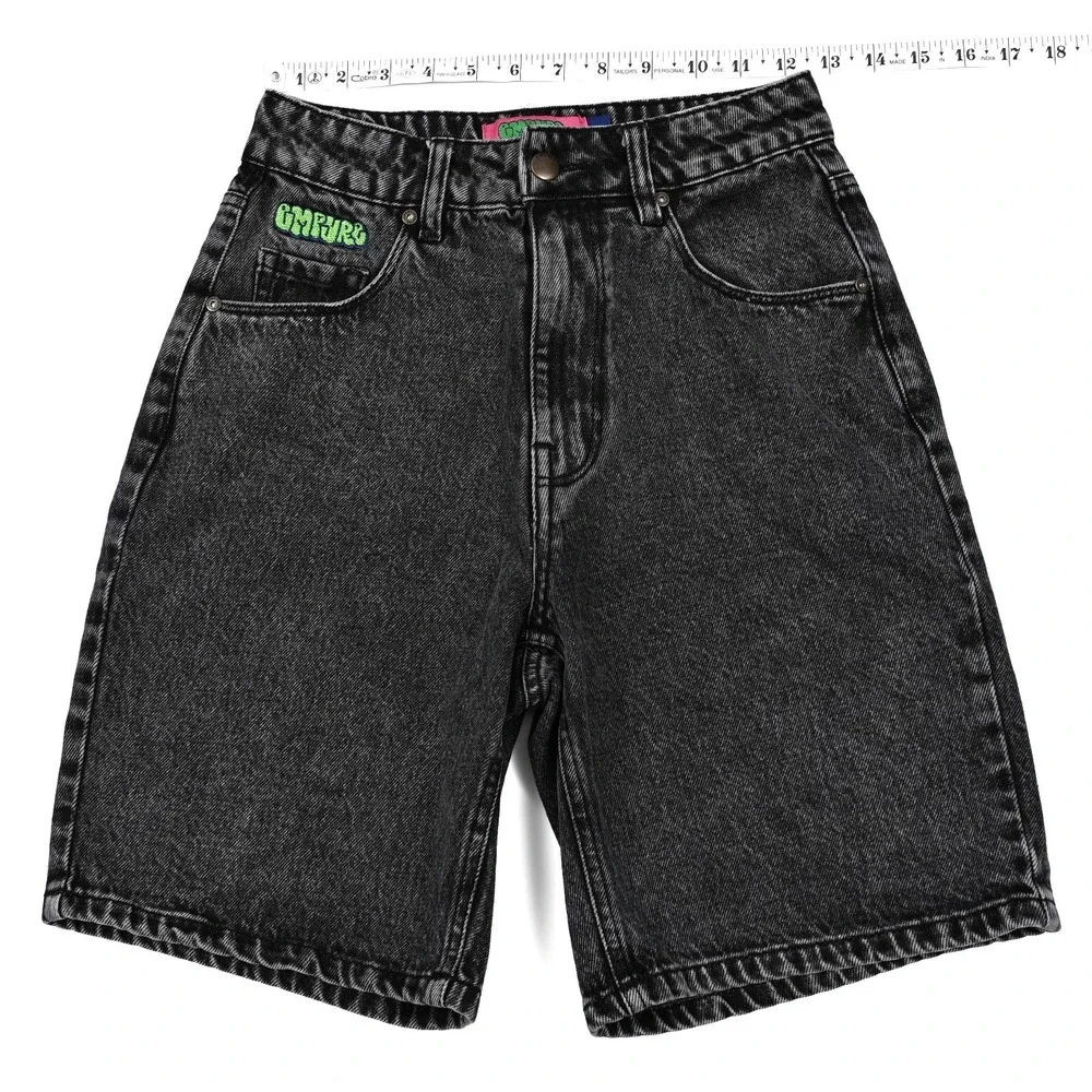 Empyre Denim Shorts Womens 0 Black Tori Skateboard‎ Baggy Skater Embroidered